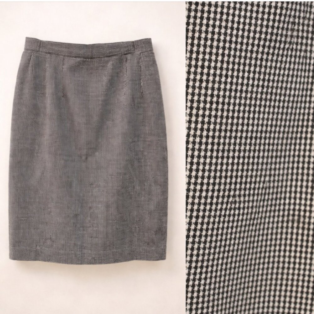 Leslie Fay Vintage Wool Blend Pencil Skirt | Micro Check | Size 18P